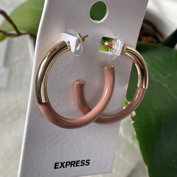 Stunning Enamel Gold Tube Hoop Earrings - Express - Picture 3 of 6